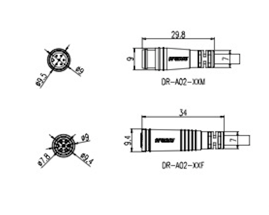 M2 kleiner PVC 4 Pin IP65 Mini männlich und weiblich wasserdichter Kabelanschlussstecker für E-Bikes und Roller