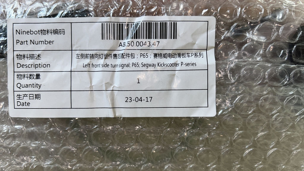 Left front side turn signal for Ninebot Segway Kickscooter Model P