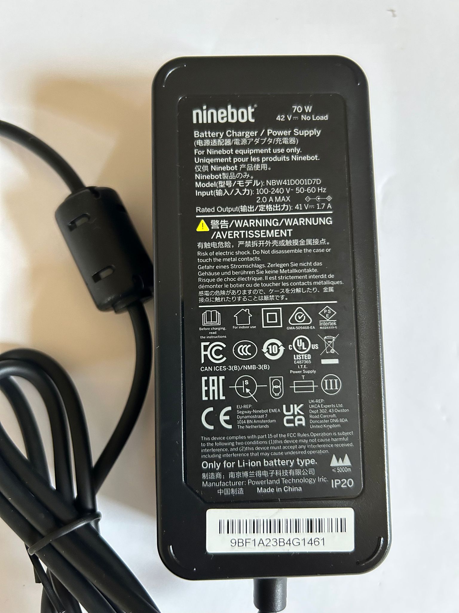 Ninebot Replacement Charger for Model F30 and F40