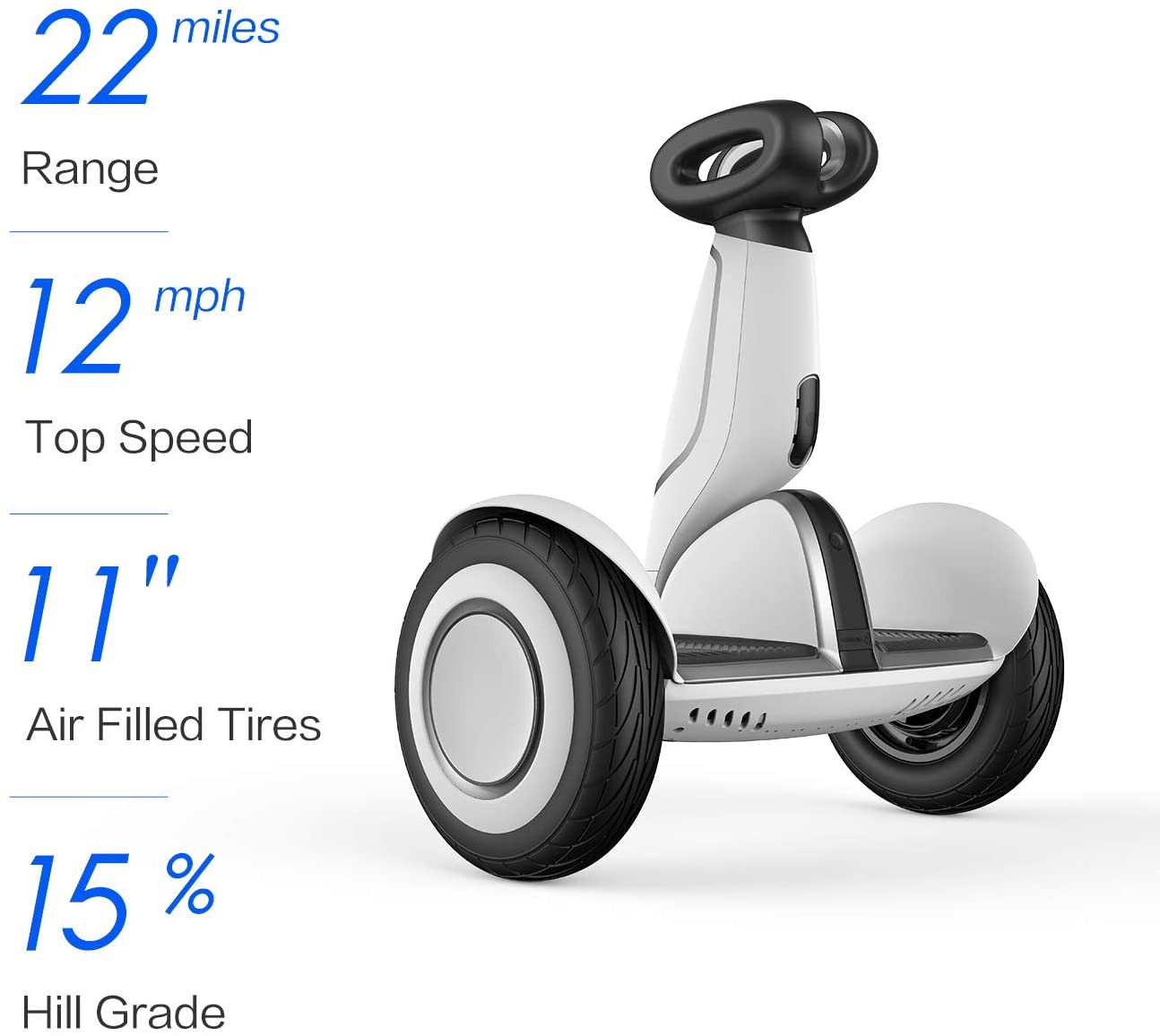Segway Ninebot S-Plus Smart Self-Balancing Electric Scooter With Intelligent Lighting And Battery System, Remote Control And Auto-Following Mode, White