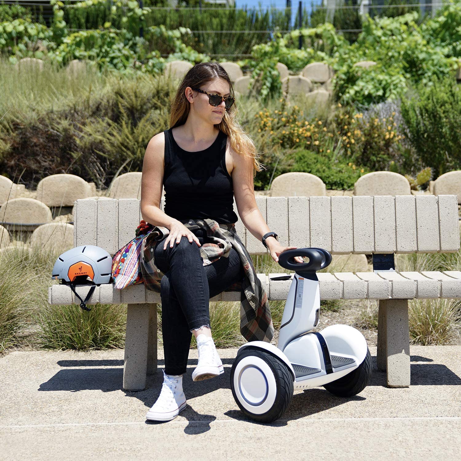 Segway Ninebot S-Plus Smart Self-Balancing Electric Scooter With Intelligent Lighting And Battery System, Remote Control And Auto-Following Mode, White