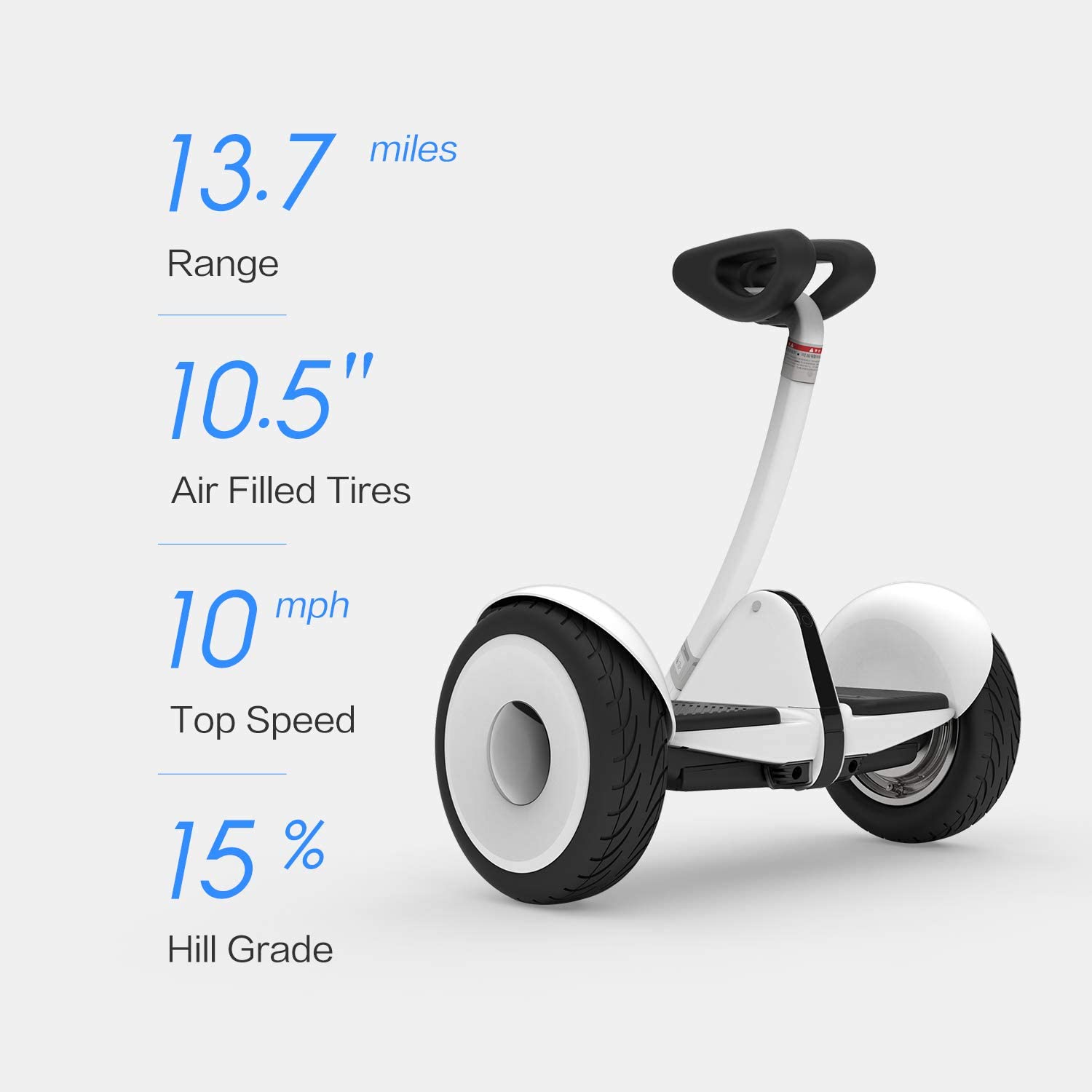 Segway Ninebot S Self-Balancing Electric Scooter With LED Light, Powerful And Portable, Compatible With Gokart Kit (White)