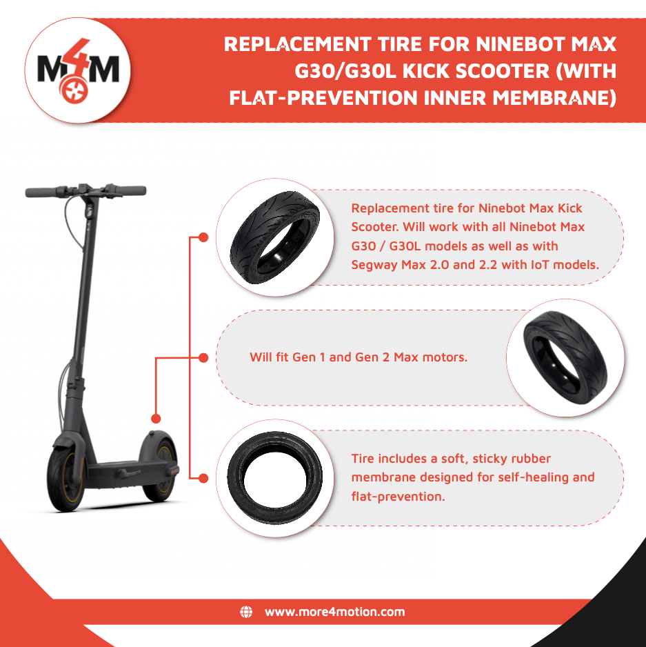 10 Flat-Prevention Inner Membrane Replacement Tire for Ninebot Max G30/G30L Kickscooter
