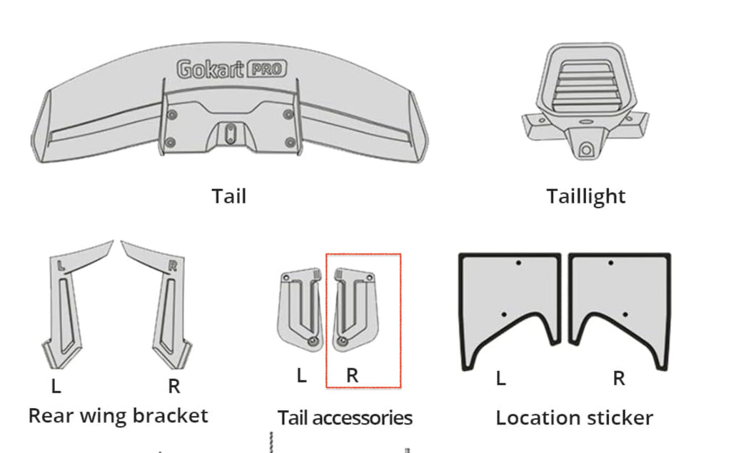 Tail wing fixed seat accessory kit for Gokart Pro (Right)